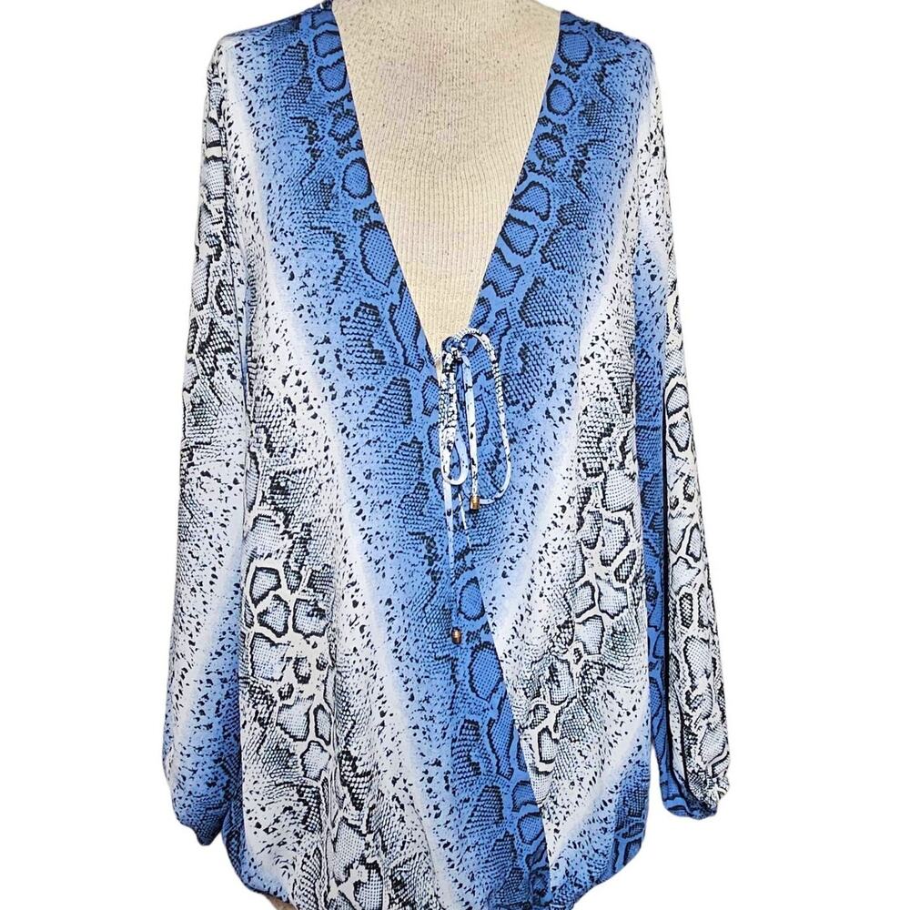 Animal Print V Neck Blouse Size 1X